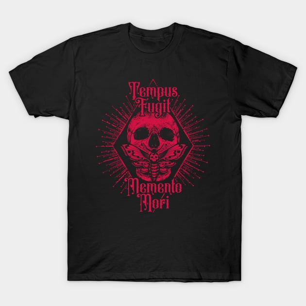 Tempus Fugit Memento Mori Latin Phrase T-Shirt by grendelfly73